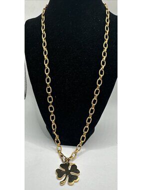VTG 60s Monet Made In Germany four leaf clover 24” Necklace Watch Textured Chain